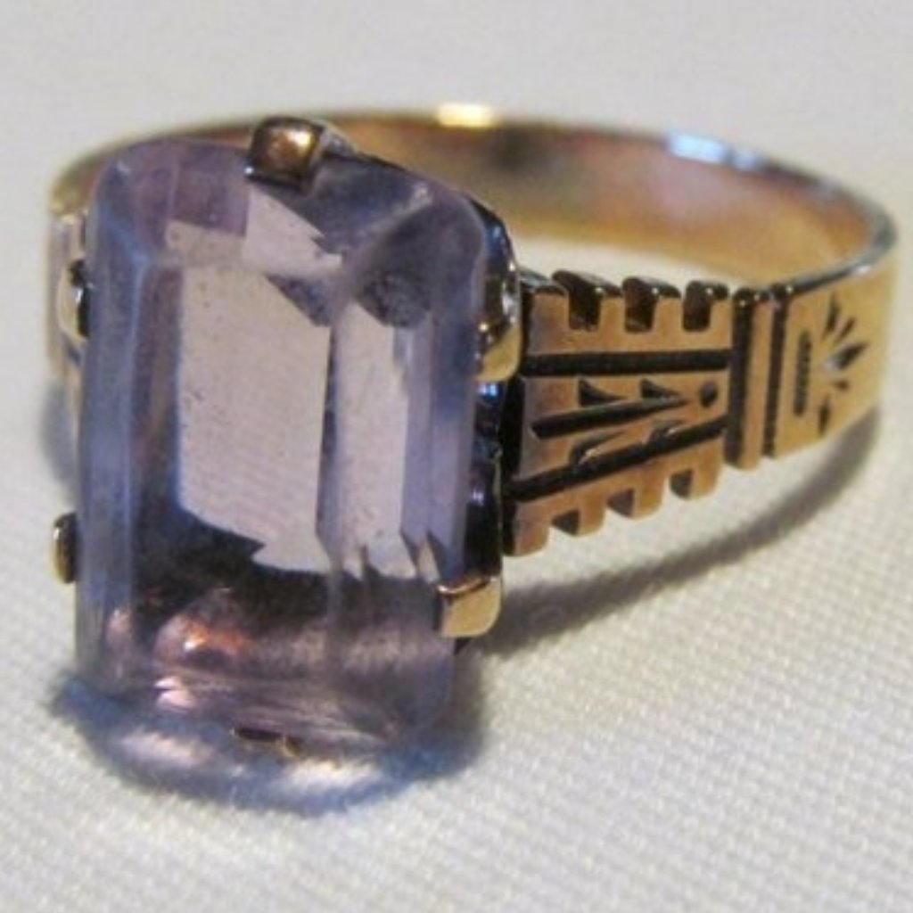 14 Kt Rose Gold Ring Size 625 Victorian Gold Rings Amethyst February Birthstone